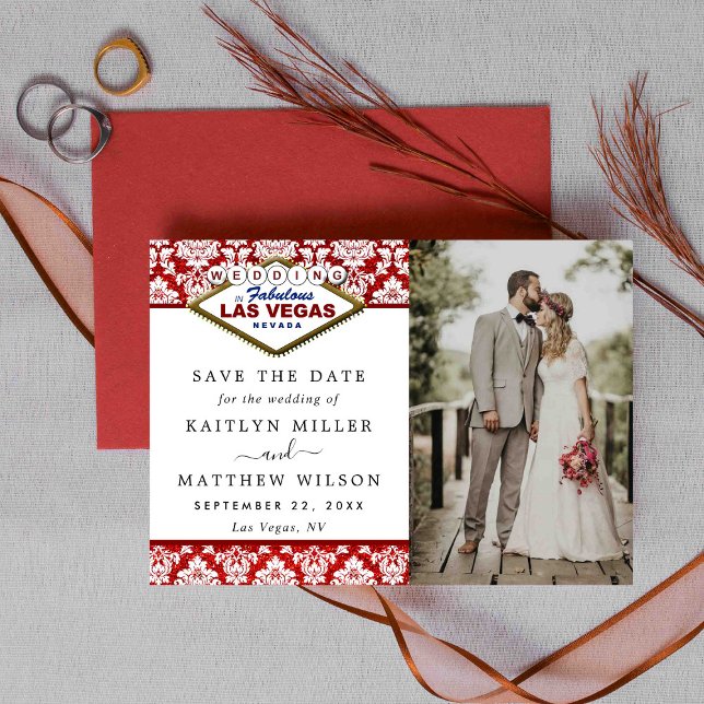 Glitter Damask Las Vegas Wedding Save The Date (Creator Uploaded)