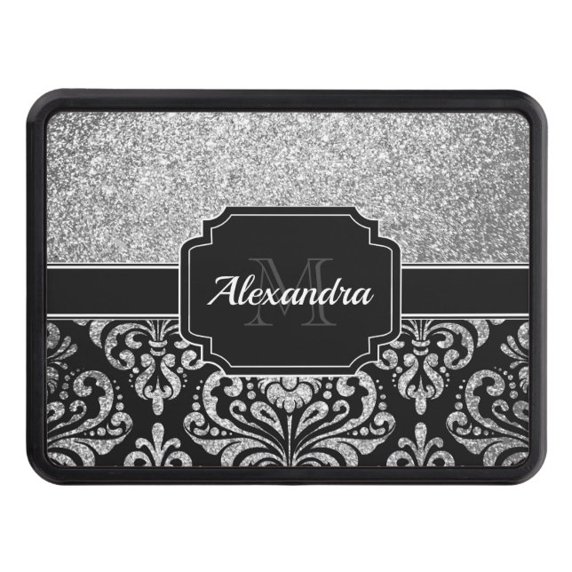 Glitter Damask Trailer Hitch Cover (Front)