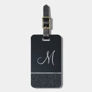 Glitter Dark Grey with Monogram Luggage Tag