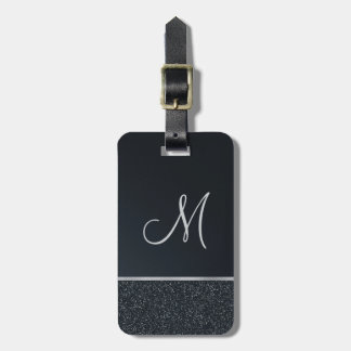 Glitter Dark Grey with Monogram Luggage Tag