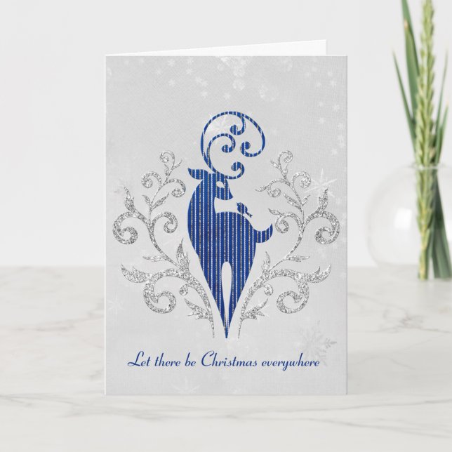 Glitter Deer On Snowflake Design Card (Front)