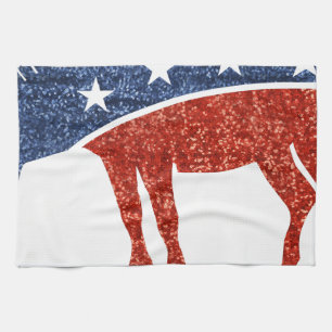 glitter democrat donkey kitchen towel
