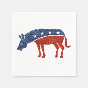 glitter democrat donkey paper napkins