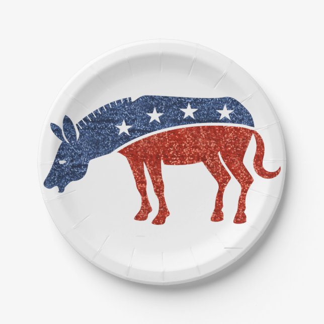 glitter democrat donkey paper plates (Front)