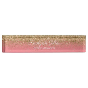 Glitter Desk Nameplate Pink