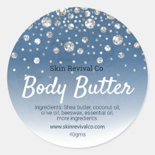 Glitter Dew On Blue Watercolor Body Butter Labels