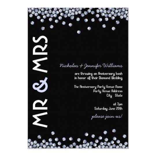 Glitter Diamond Wedding Anniversary Invitations