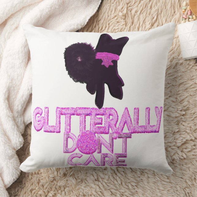 Glitter dog don't care throw pillow (Blanket)