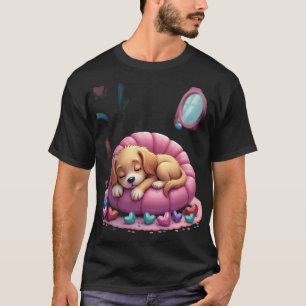 Glitter Dog Sleepy Aesthetic Rhinestone Heart Stic T-Shirt