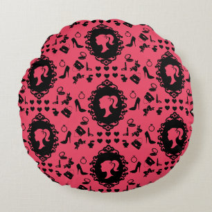 Glitter Doll Birthday Glam Fashion Round Pillow