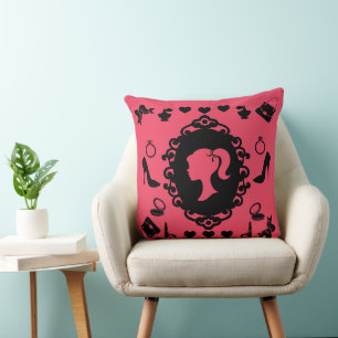 Glitter Doll Birthday Glam Fashion Throw Pillow
