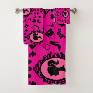 Glitter Doll Birthday Pink Glam Fashion Bath Towel Set