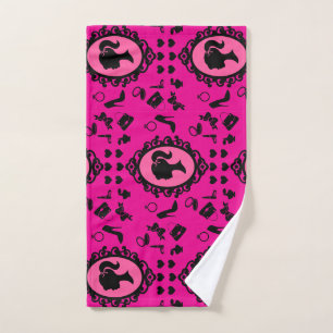Glitter Doll Birthday Pink Glam Fashion Bath Towel Set
