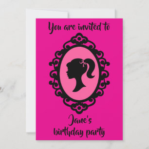 Glitter Doll Birthday Pink Glam Fashion  Invitation