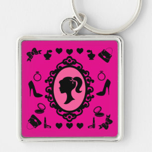 Glitter Doll Birthday Pink Glam Fashion Keychain