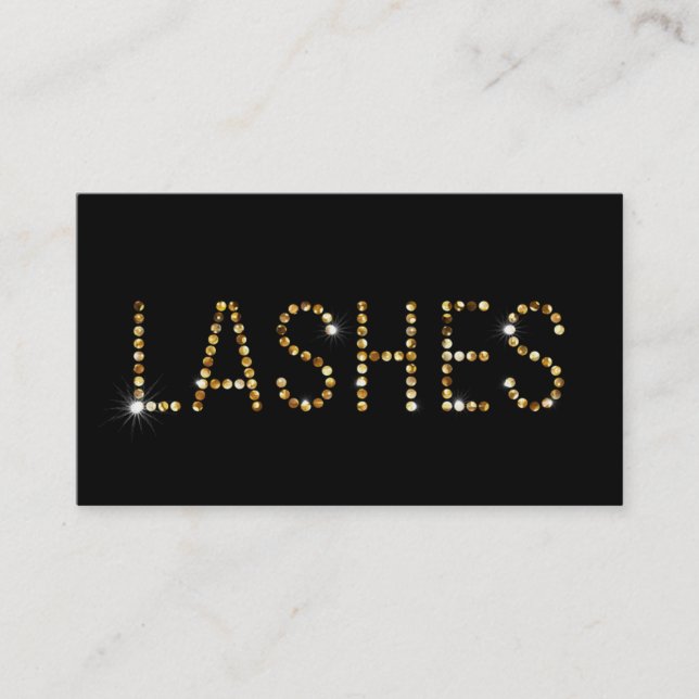 Glitter Dot Text Eyelash Extensions Black Card (Front)