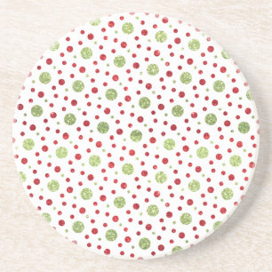 Glitter Dots in Christmas Red and Green Glitter Coaster