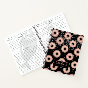 Glitter Doughnut Pattern Recipe Notebook