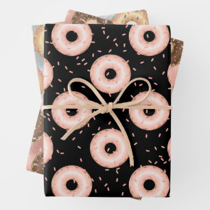 Glitter Doughnut  Pattern Wrapping Paper Sheet