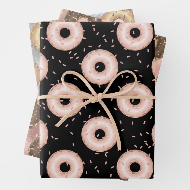 Glitter Doughnut  Pattern Wrapping Paper Sheet (In situ)