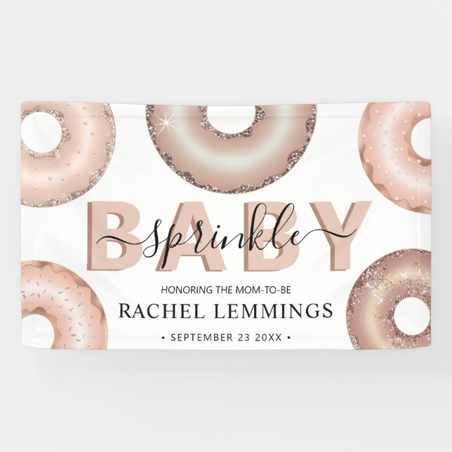 Glitter Doughnut Sprinkle Girl Baby Shower Banner (Horizontal)