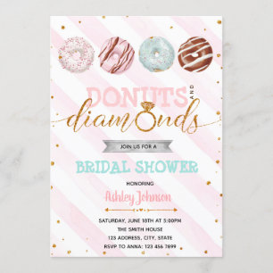Glitter doughnuts and diamond theme invitation