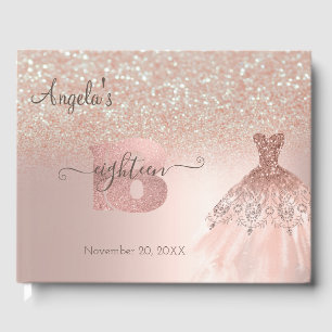  Glitter Dress Bokeh Rose Gold 18th Birthday Guest Book