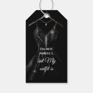 Glitter dress gold foil black background gift tags