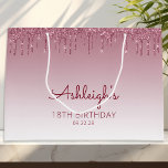 Glitter Drip 18th Birthday Burgundy Large Gift Bag<br><div class="desc">This chic 18th birthday party gift bag features a sparkly burgundy faux glitter drip border and burgundy ombre background. Personalize it with her name in handwriting script,  along with her birthday and date below.</div>
