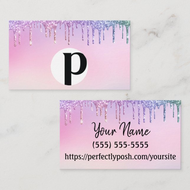 Glitter drip Perfectly Posh business card (Front/Back)