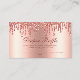Glitter Drip Rose Gold Baby Shower Diaper Raffle  Enclosure Card