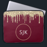 Glitter Drips Burgundy Gold Girly Monogrammed Laptop Sleeve<br><div class="desc">Luxury Gold and Burgundy Red Faux Glitter and Sparkle Elegant Monogrammed Initials Case. This case can be customized to include your initial and first name.</div>