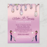 Glitter Drips Cartoon Maid Cleaning Service Flyer<br><div class="desc">Glitter Drips Cartoon Maid Cleaning Services Business Flyers. Stand out and attract more clients with these cute cleaning business flyers.  Personalize them to make them your very own.</div>