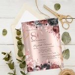 Glitter Drips Chic Floral 80th Birthday  Invitation<br><div class="desc">A modern,  chic and glamourous invitation with glitter drips,  and flowers on a rose gold background.</div>