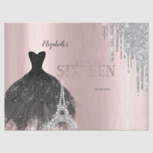 Glitter Drips,Dress,Eiffel Tower Sweet 16 Tissue Paper