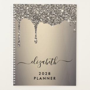 Glitter Drips Gold Monogrammed Planner