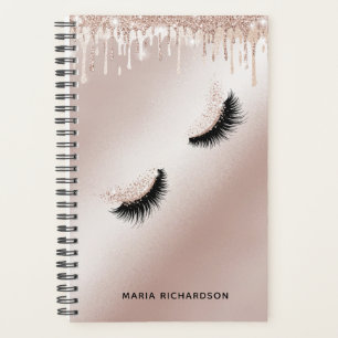 Glitter Drips Makeup Eyebrow Eyes Lashes Rose Gold Planner
