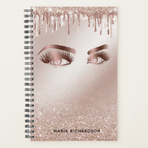 Glitter Drips Makeup Eyebrow Eyes Lashes Rose Gold Planner
