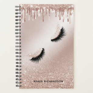 Glitter Drips Makeup Eyebrow Eyes Lashes Rose Gold Planner