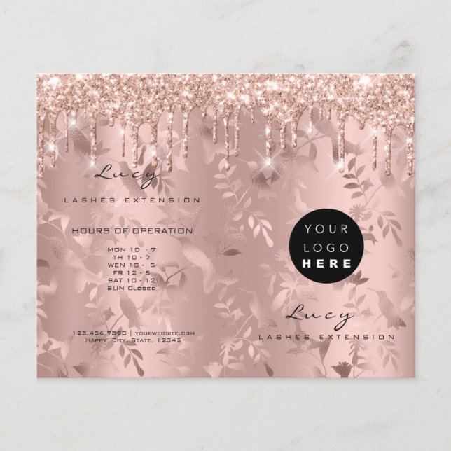 Glitter Drips Makeup Prices Leaflet Rose Flyer (Front)