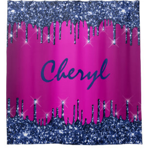 Glitter Drips Name Blue Navy Princess Blue Pink