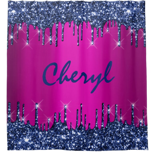 Glitter Drips Name Blue Navy Princess Blue Pink (Front)