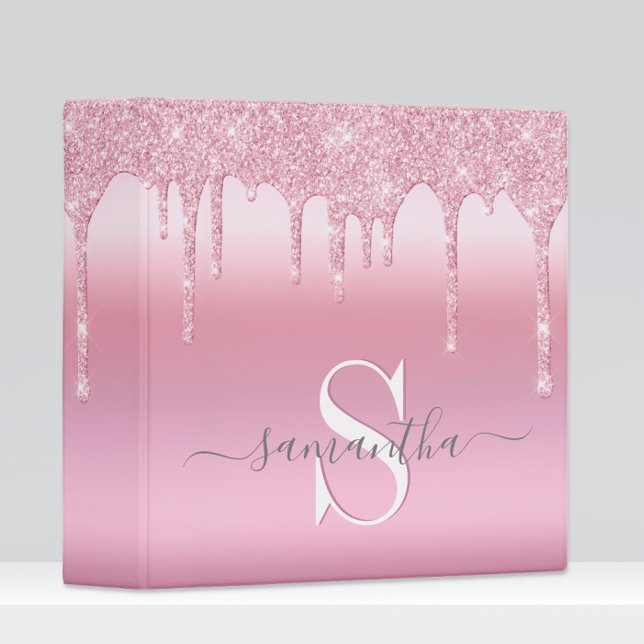 Glitter Drips Pink Personalized Binder (Creator Uploaded)