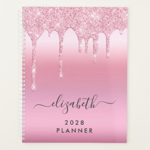 Glitter Drips Pink Personalized Planner