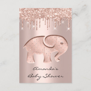 Glitter Drips Rose Baby Shower Elephant Invitation