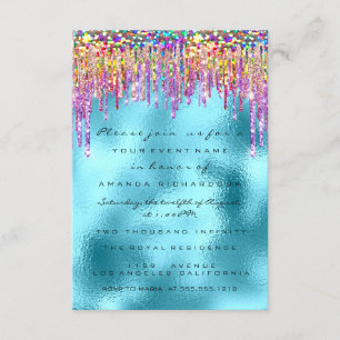 Glitter Drips Rose Bridal 16th Rainbow Ocean Invitation