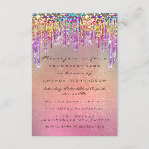 Glitter Drips Rose Bridal 16th Rainbow Unicorn Invitation