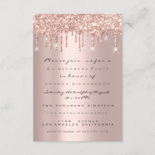Glitter Drips Rose Bridal Sweet 16th Quinceanera Invitation