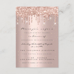 Glitter Drips Rose Confetti Bridal Sweet 16th Invitation