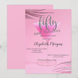 Glitter Drips Rose Gold 50th Birthday Party Invitation